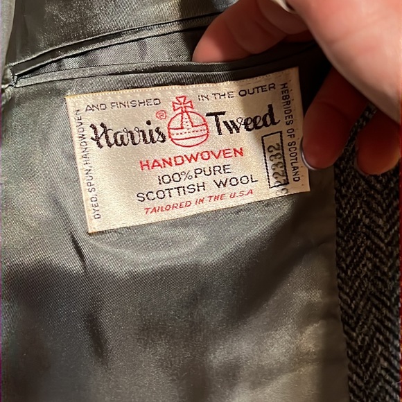 Beautiful Grey Tweed Overcoat Scottish Wool Fully Lined Longer Length L - Picture 6 of 11